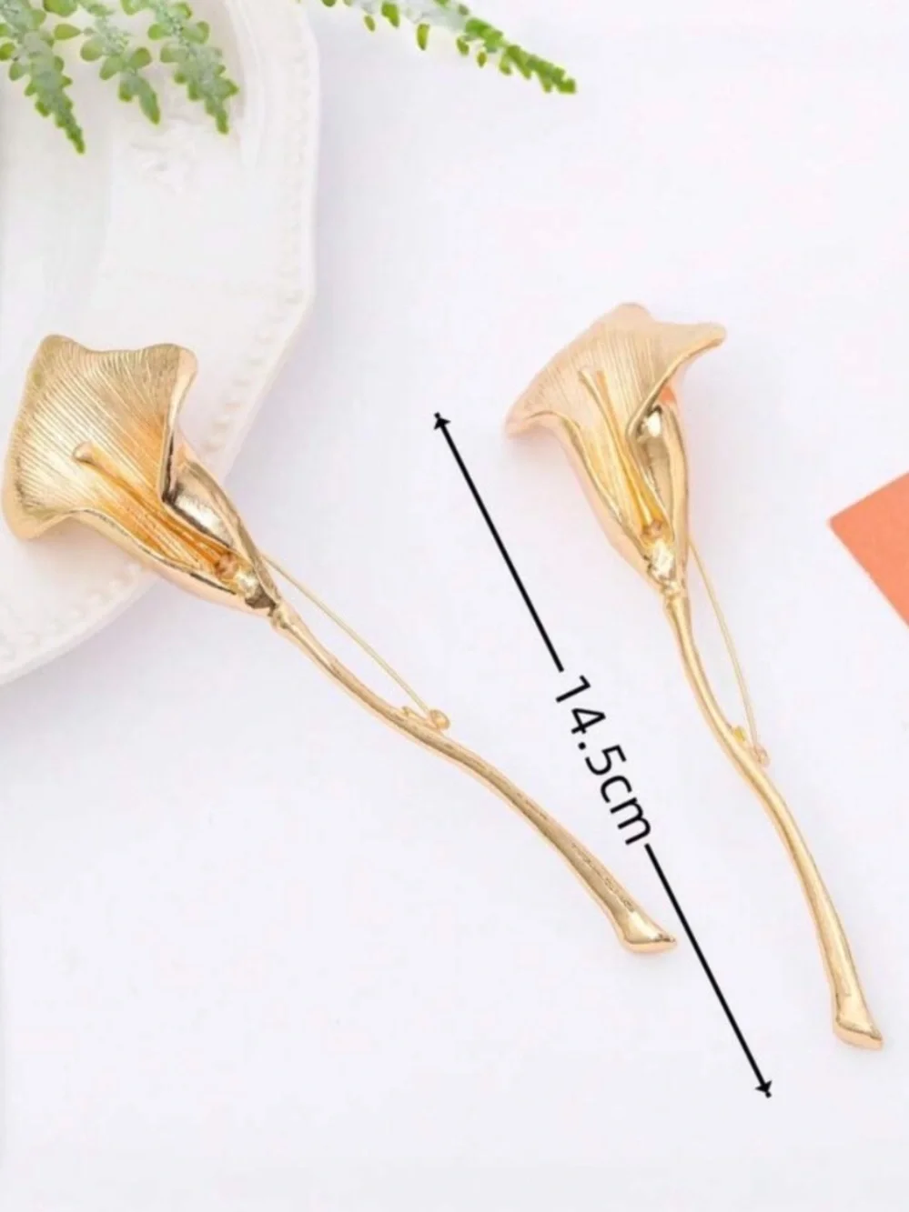 Luxe Gold Calla Lily Floral Brooch